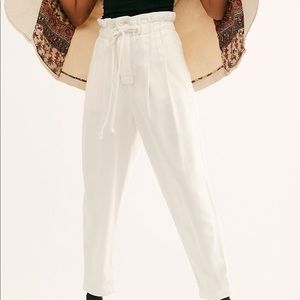 Free people paper bag pants size xs white
